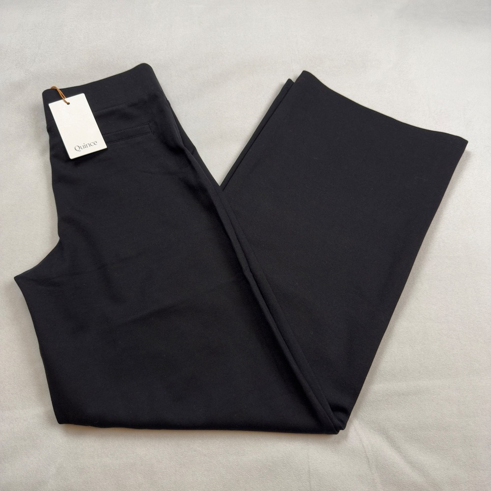 Quince Ultra-Stretch Ponte Wide Leg Pants Black YATRCO006 Size Sm 30 Inseam NWT